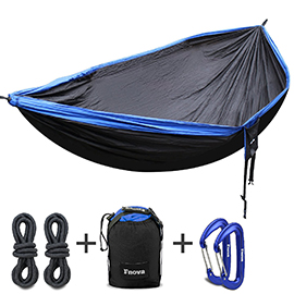 Fnova Double Camping Hammock, Portable 210T Parachute Nylon Fabric Travel Hammock with 2 Suspend Ropes and Carabiners, 